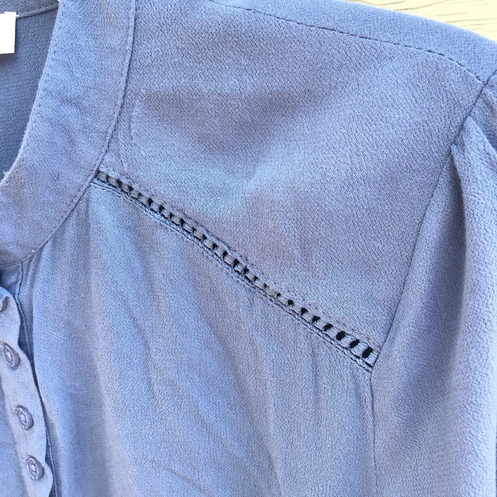 Umgee Popover Tunic Long Trumpet Sleeves Blue Med - Picture 6 of 13